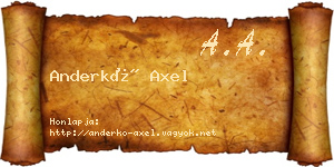Anderkó Axel névjegykártya